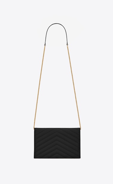 SAINT LAURENT Mini sacs Enveloppe Femme Enveloppe chain wallet en cuir embossé grain de poudre b_V4